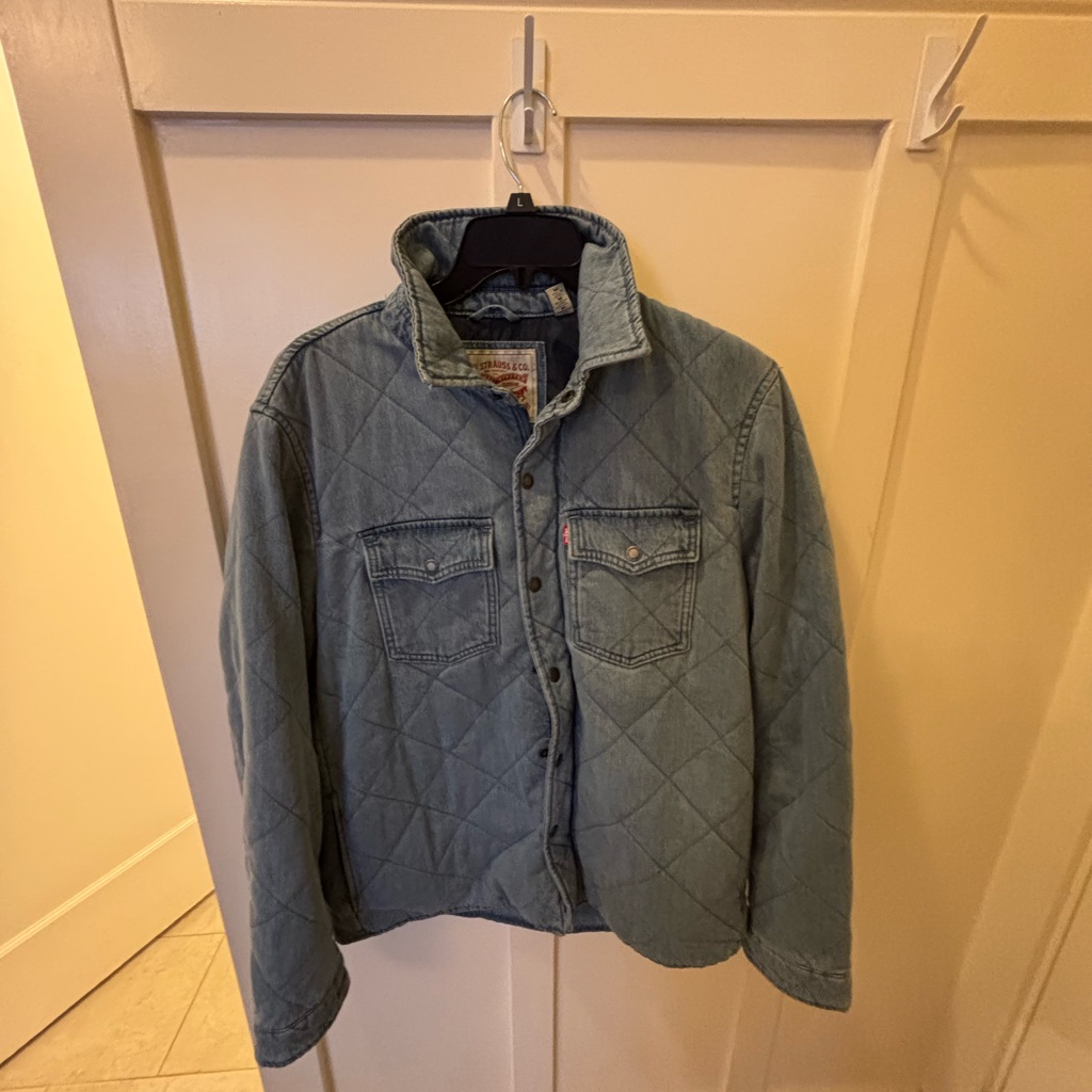 Levis Light Blue Quilted Shirt Jacket Levis Light Blue Quilted Shirt Jacket